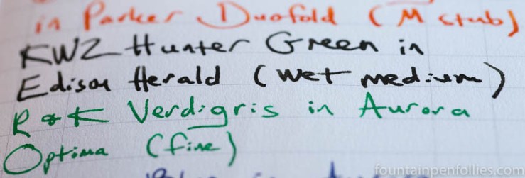 Field Notes Utility Edition paper with fountain pen ink