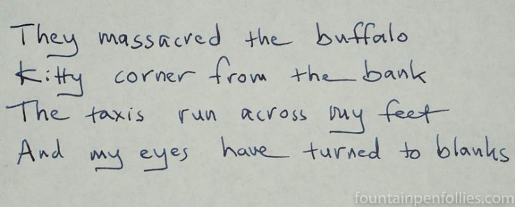 Aurora Blue Black writing sample