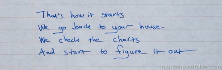 Callifolio Bleu Azur writing sample