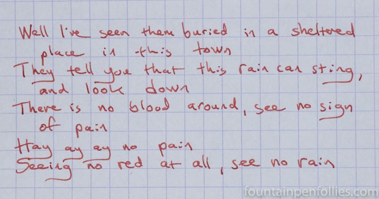 De Atramentis Document Red writing sample