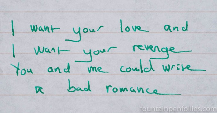 Monteverde Green and Emerald Green writing sample