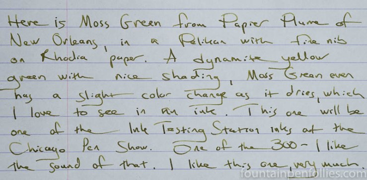 Papier Plume Moss Green writing sample