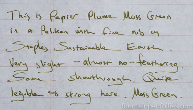 Papier Plume Moss Green writing sample