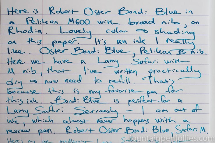 Robert Oster Bondi Blue writing sample