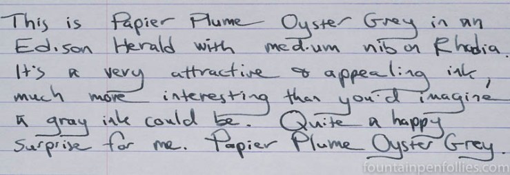 Papier Plume Oyster Grey writing sample