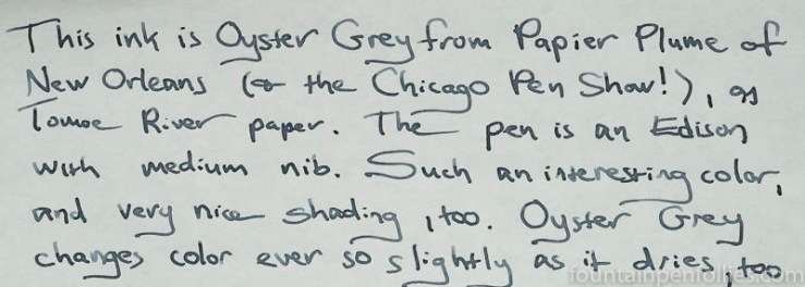 Papier Plume Oyster Grey writing sample