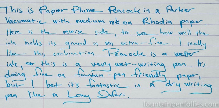 Papier Plume Peacock writing sample