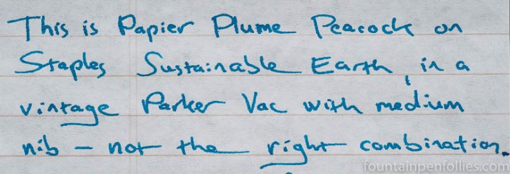 Papier Plume Peacock writing sample