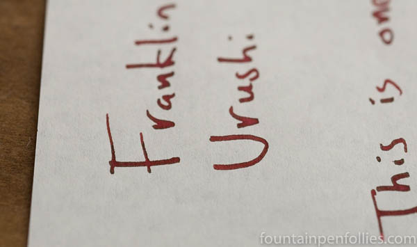 Franklin-Christoph Urushi Red writing sample