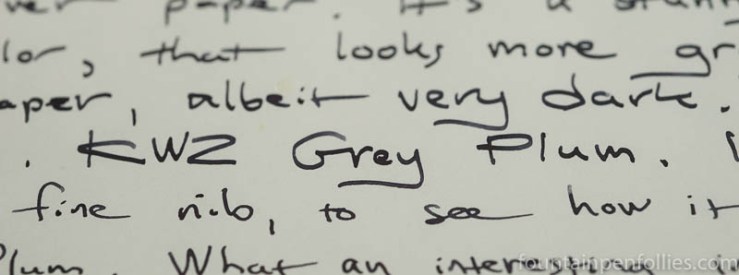 KWZ Grey Plum writing sample