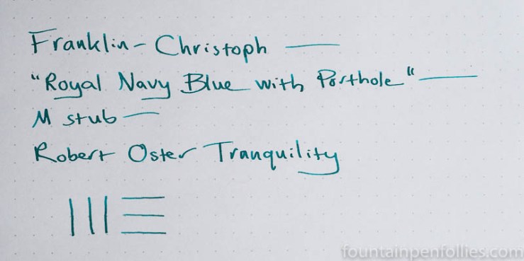 Robert Oster Tranquility writing sample