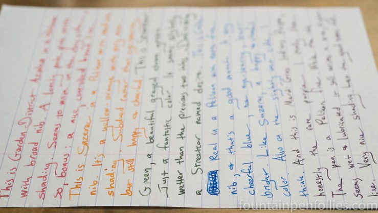 Papier Plume New Orleans Collection inks writing sample