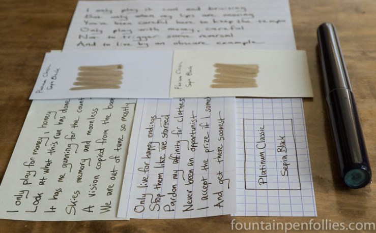 Platinum Classic Sepia Black writing samples