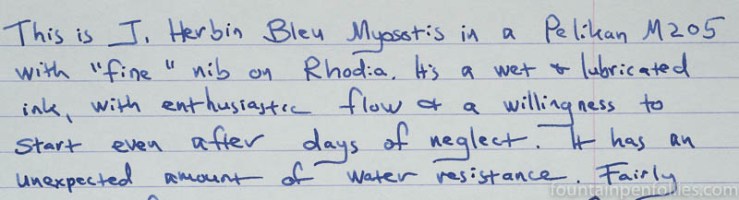 J. Herbin Blue Myosotis writing sample
