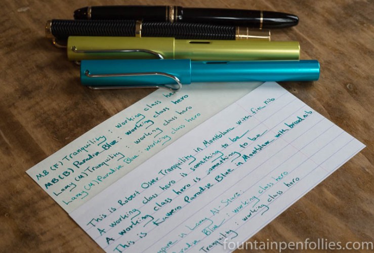 Kaweco Paradise Blue & Robert Oster Tranquility comparisons
