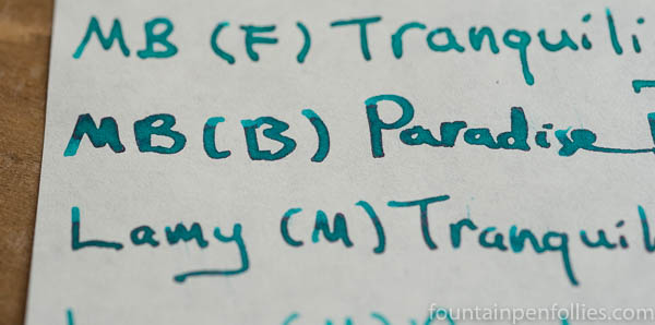 Kaweco Paradise Blue & Robert Oster Tranquility comparisons