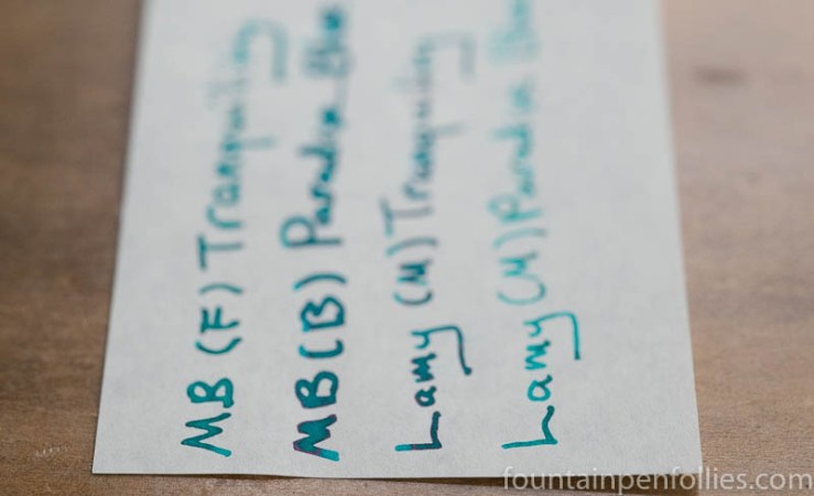 Kaweco Paradise Blue & Robert Oster Tranquility comparisons