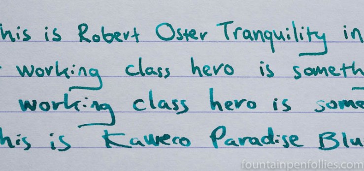 Kaweco Paradise Blue & Robert Oster Tranquility comparisons
