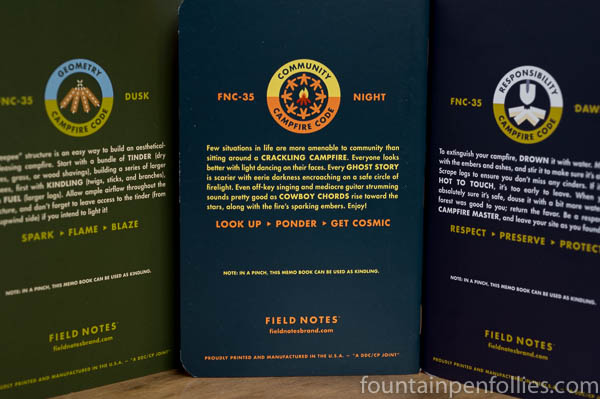 Field Notes Campfire back cover