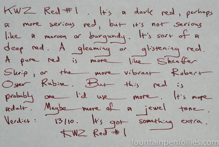 KWZ Red #1 writing sample