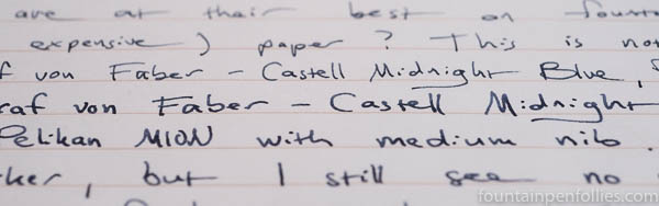 Graf von Faber-Castell Midnight Blue writing sample