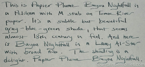 Papier Plume Bayou Nightfall writing sample