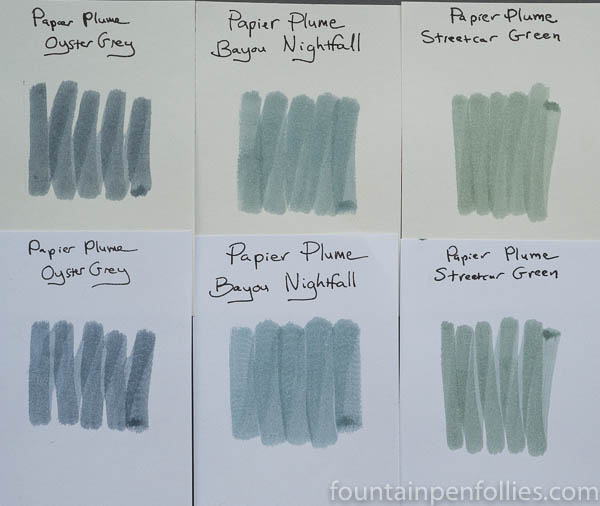 Papier Plume Bayou Nightfall swab comparison