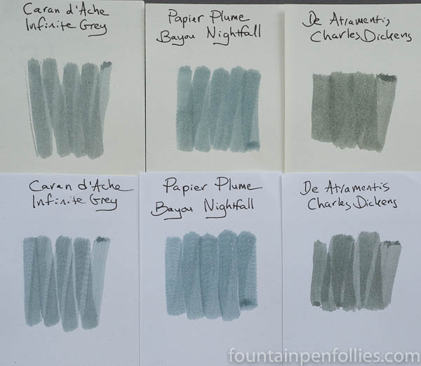 Papier Plume Bayou Nightfall swab comparison