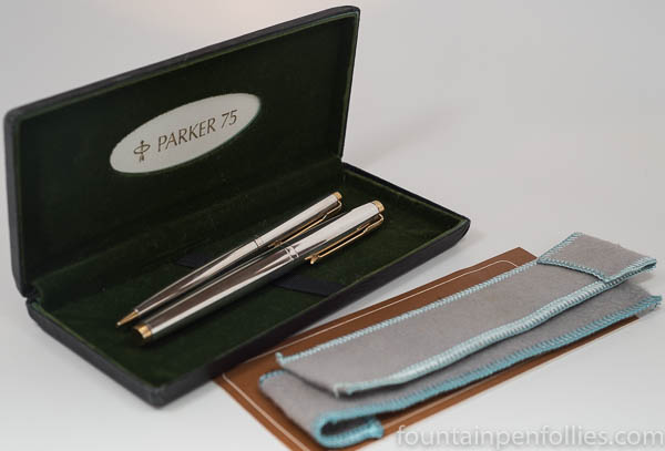 Parker 75 Sterling Silver Plain Fountain Pen and Pencil Set – Fountain ...