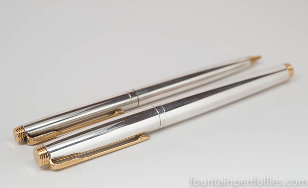 Parker 75 Sterling Silver Plain fountain pen and pencil