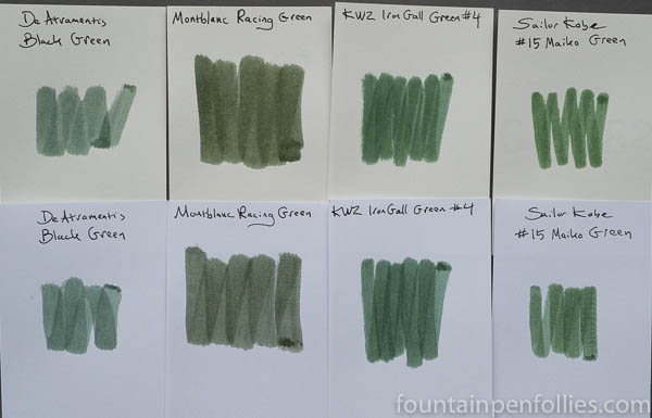 Montblanc Racing Green swab comparisons
