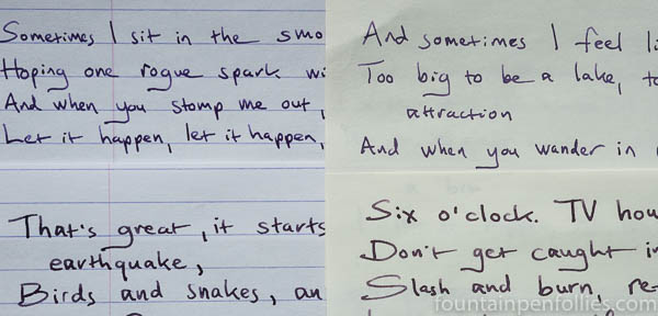 Callifolio Violet and Caran d'Ache Ultra Violet writing samples