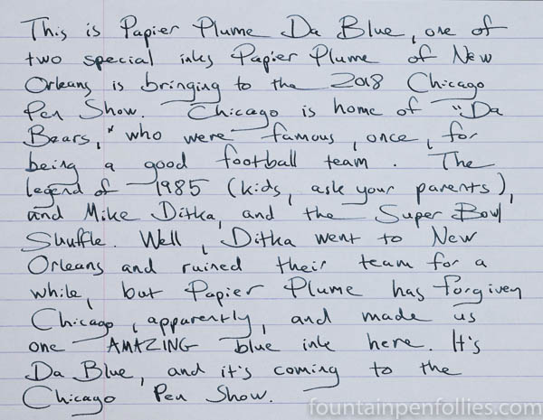 Papier Plume Da Blue writing sample