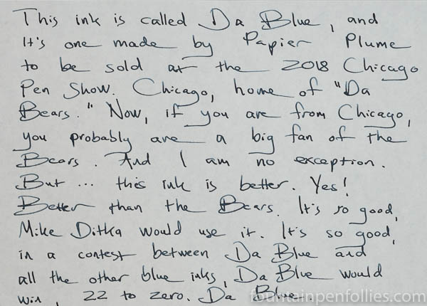 Papier Plume Da Blue writing sample