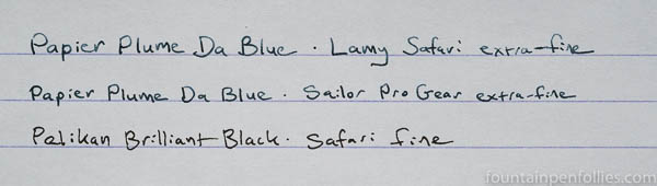 Papier Plume Da Blue writing sample