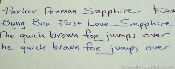 Parker Penman Sapphire compared to Bungbox First Love Sapphire