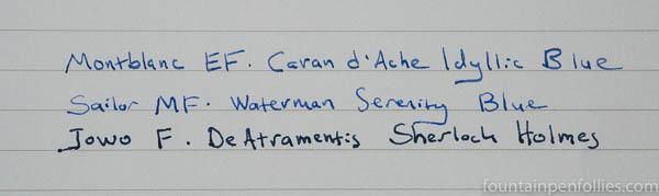 Sailor medium-fine MF nib writing sample