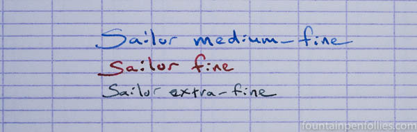 Sailor medium-fine MF nib writing sample