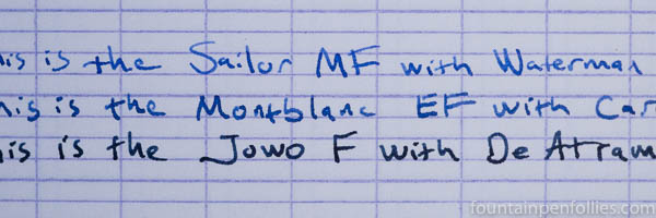 Sailor medium-fine MF nib writing sample