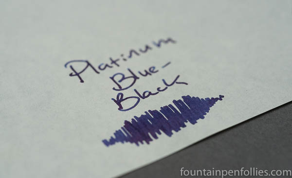 Platinum Blue-Black writing sample