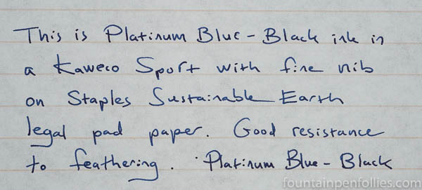Platinum Blue-Black writing sample