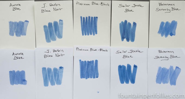 Platinum Blue-Black ink comparisons