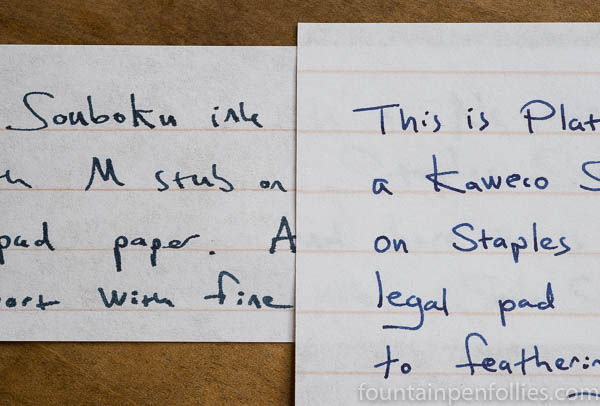 Sailor Souboku and Platinum Blue-Black writing sample
