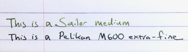 Pelikan extra-fine nib writing comparison