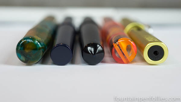 size comparison Kanilea, Franklin-Christoph 03, Carolina Charleston, Woodshed Pen, Lamy Al-Star Safari